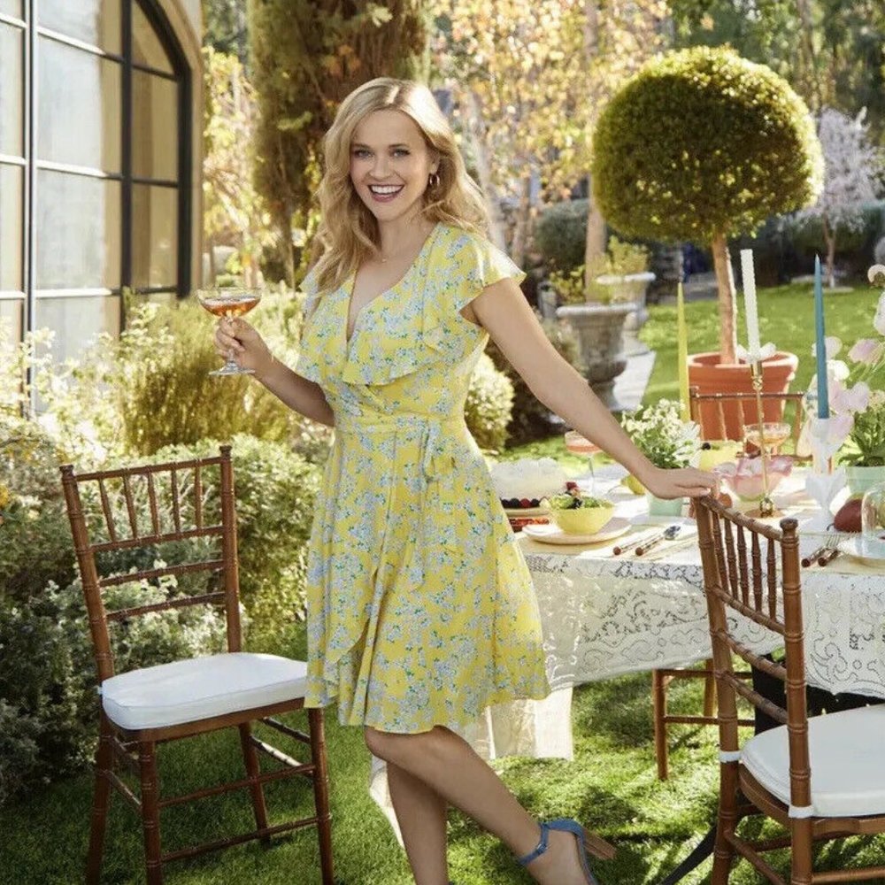 DraperJames RSVP Ruffle Wrap Dress in Lemon Floral